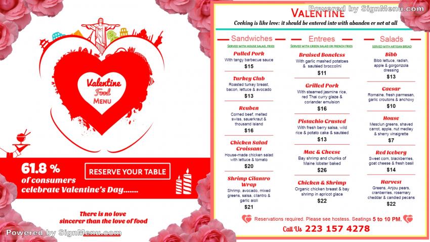 Valentine Special Menu Design