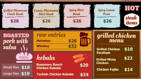 Steak Grilled Menu Board Design Template