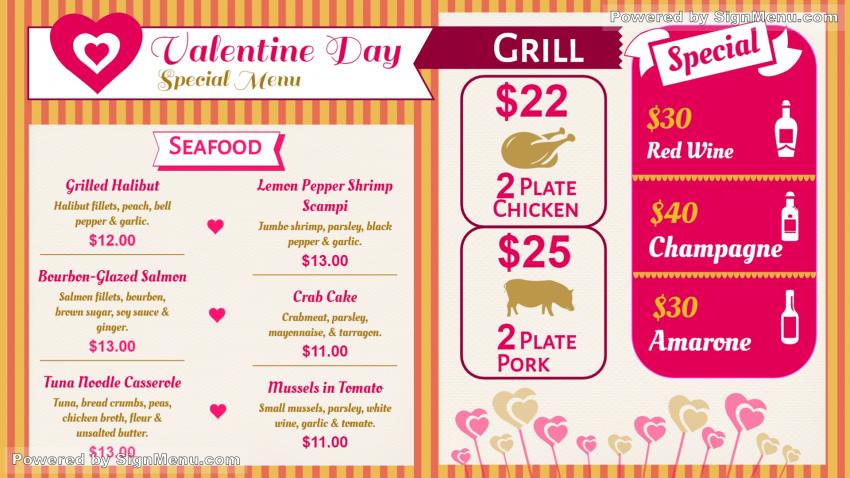 Valentine day special menu(fast food)