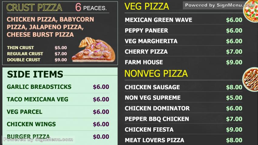 Pizza Sample Digital signage solution