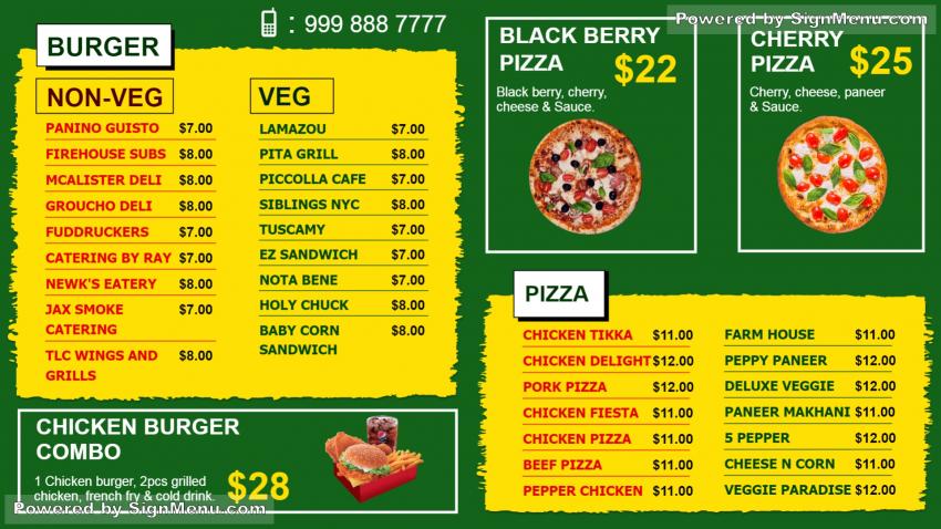 Fast food (burger, pizza) Menu Board