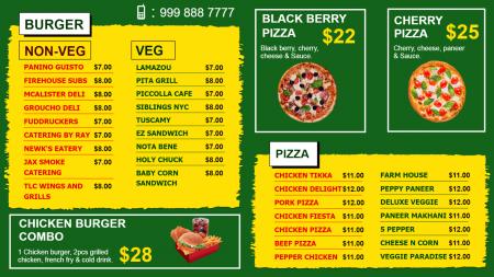 Fast food (burger, pizza) Menu Board