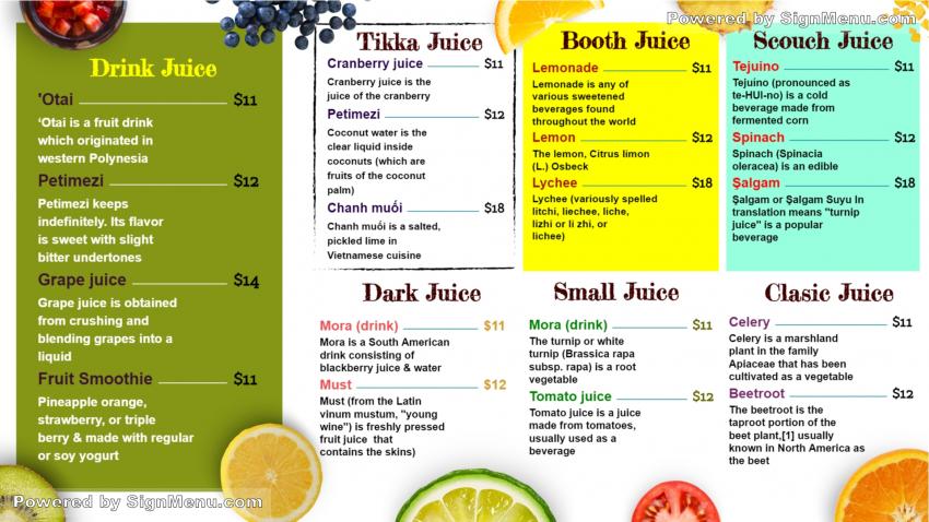 juice Bar Signage Solution