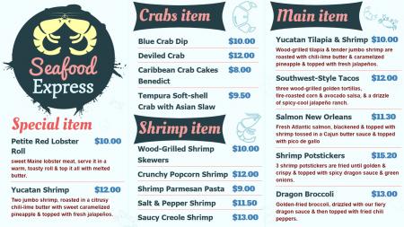 Sea Food Menu Board Design