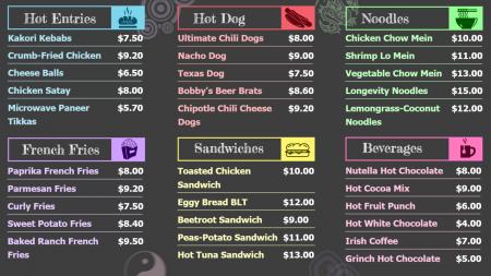 Restaurant Catering Menu board