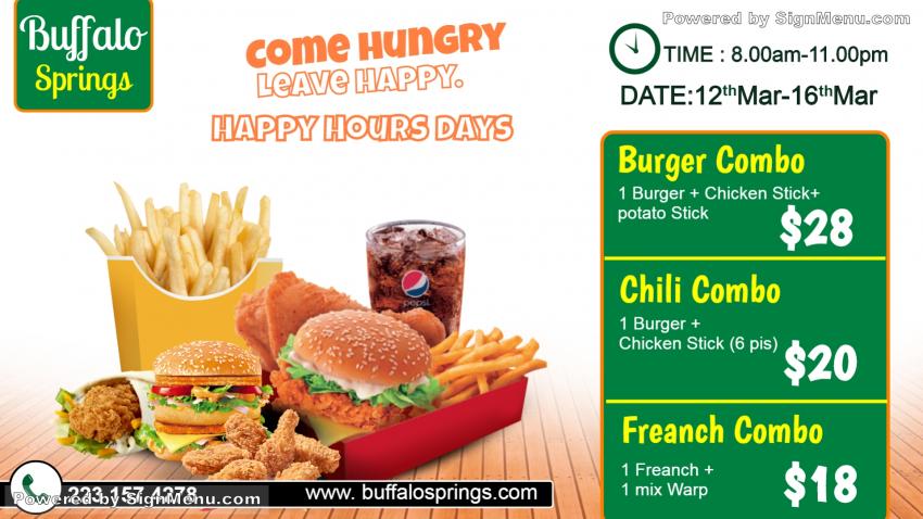 Food Combo Offer digital signage Menu Board