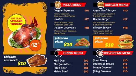 Food Menu for Digital Display