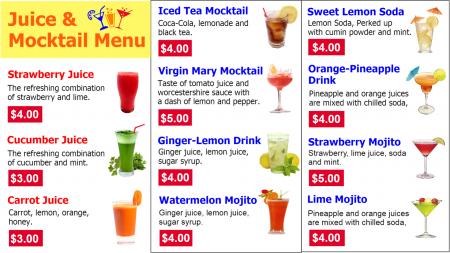 Juice Menu Board