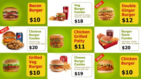 Fast food (Burger) Menu board