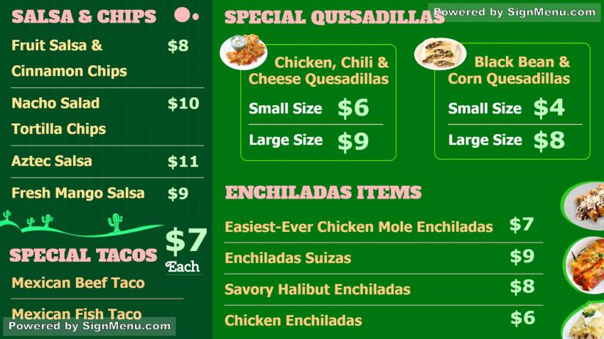 Mexican Menu Board Design