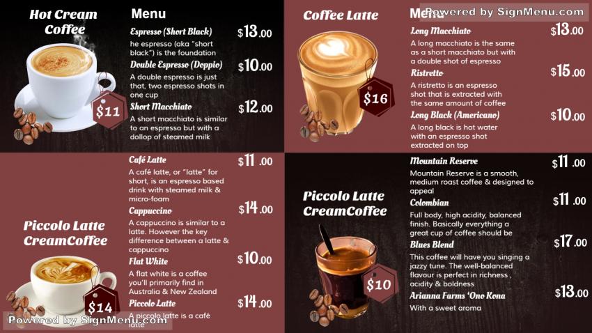 Coffee Menu Board