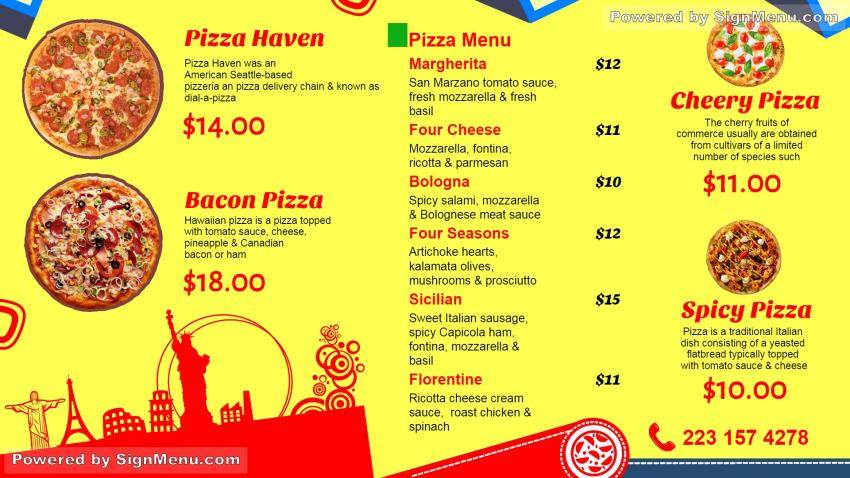 Pizza House Menuboard