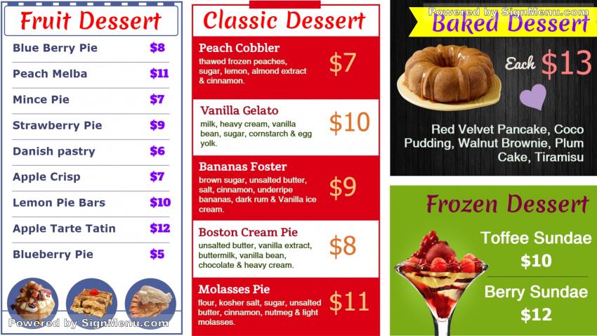 Dessert Menu Graphics