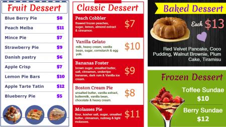 Dessert Menu Graphics