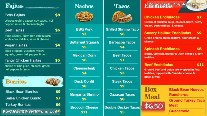 Mexican Food Menu Template