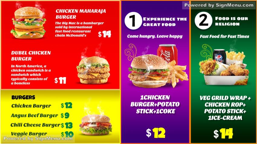 Burger Menu Board Design