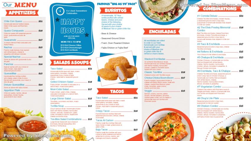 Mexican Style Menu Board