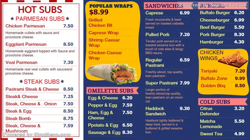 Fast Food Menu Board