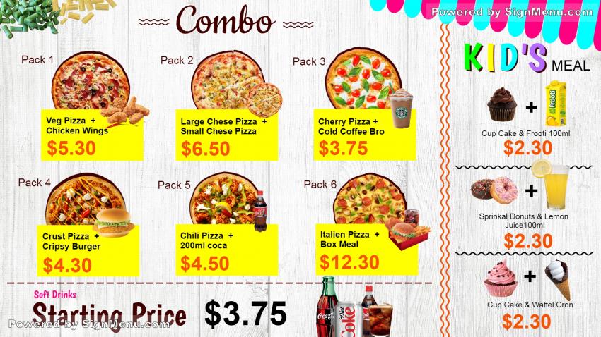 Pizza Combo pack and Kids Meal