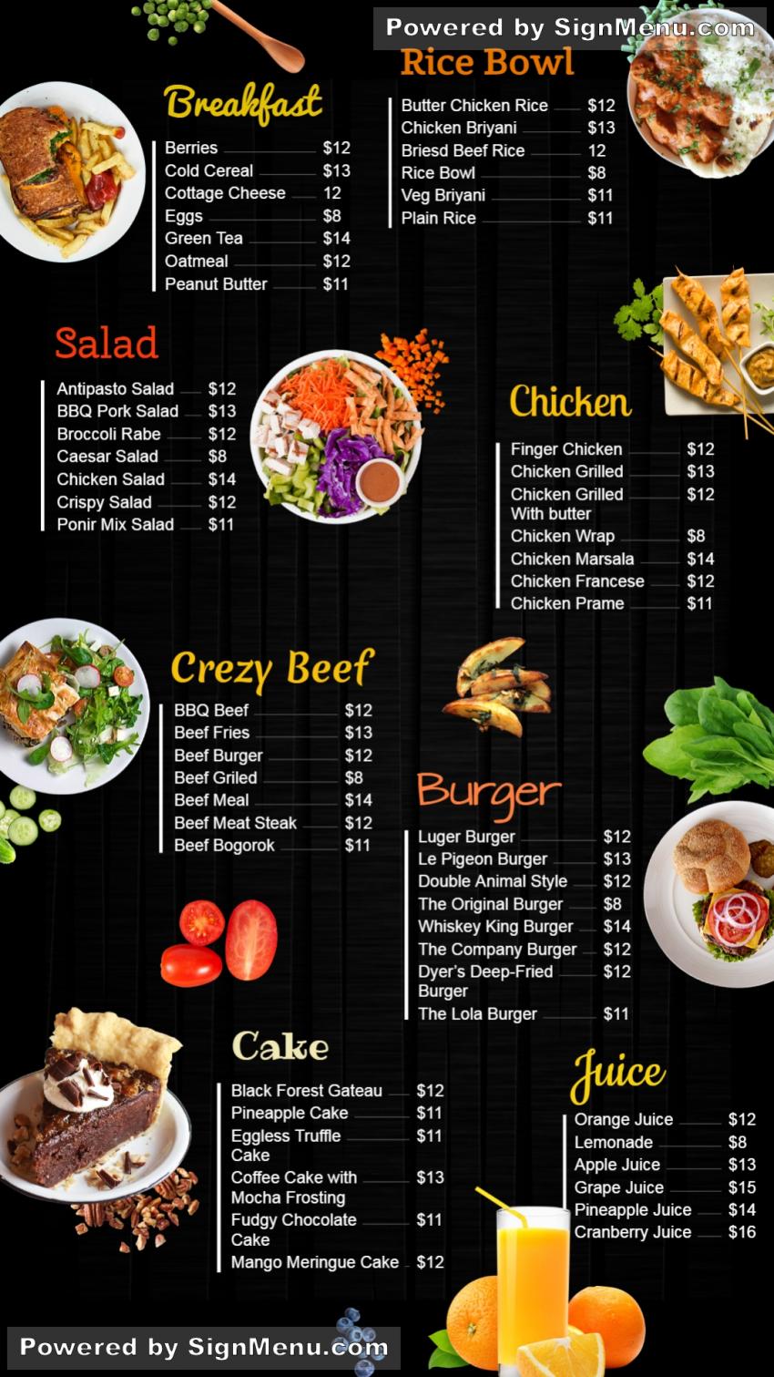 Diner Menu Template