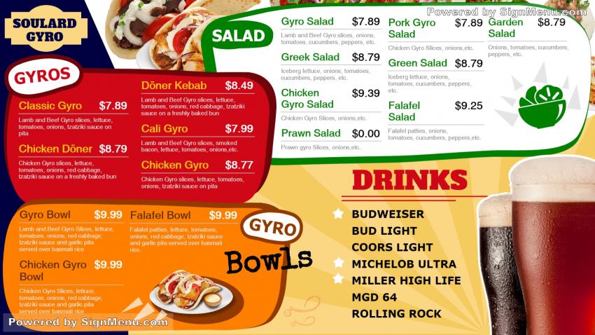 Gyro menu