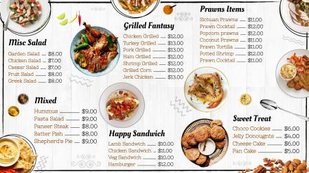 Restaurant menu