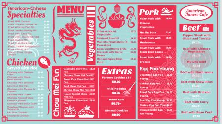 An American Chinese Food Menu Board