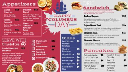 Columbus Day Signage Menu