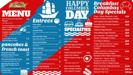 Columbus Day Digital signage menu board