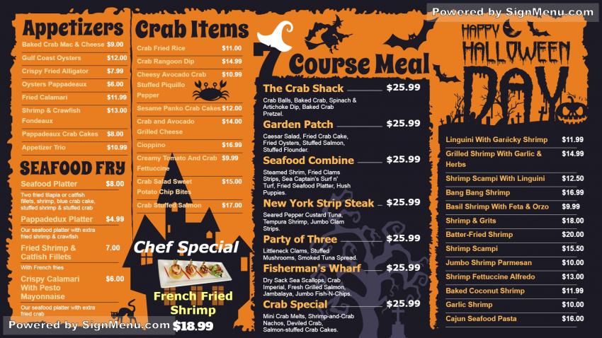 Halloween special menu