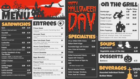 Halloween menu board for digital signage