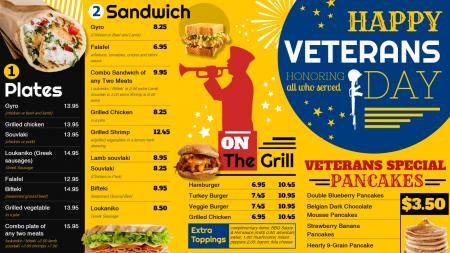 Digital signage menu for Veterans-day