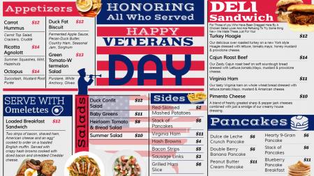 Veterans day menu design idea