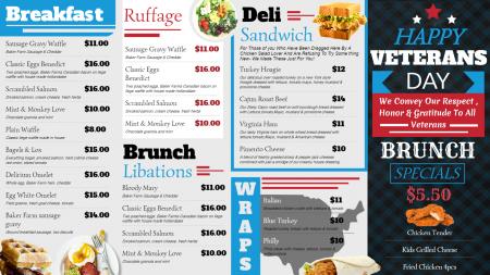 White Veterans day menu design