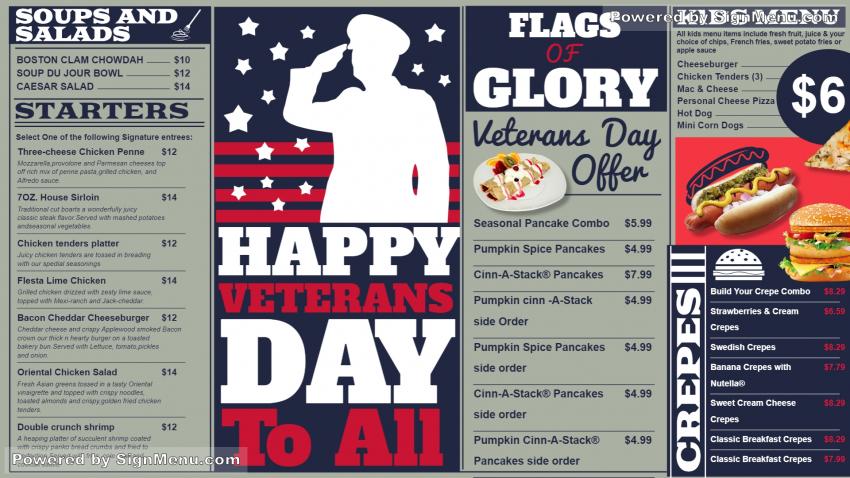 Veterans day menu design