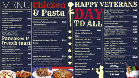 Veterans day signage menu