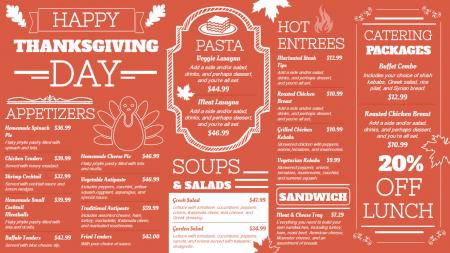 Thanksgiving day signage menu template