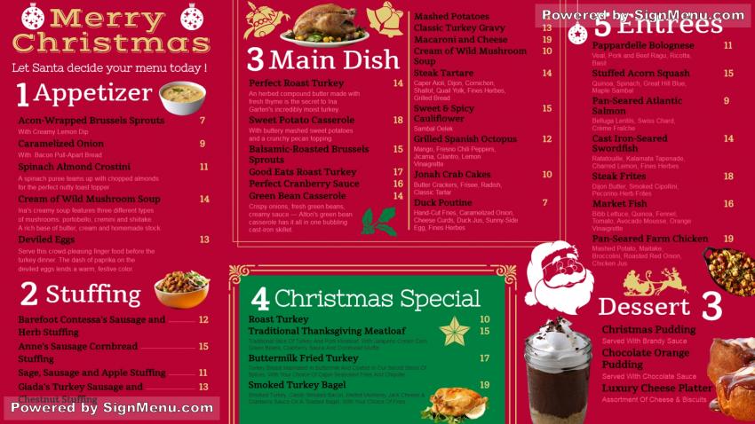 Red Merry Christmas signage menu template