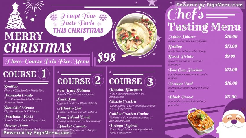 Merry Christmas menu design