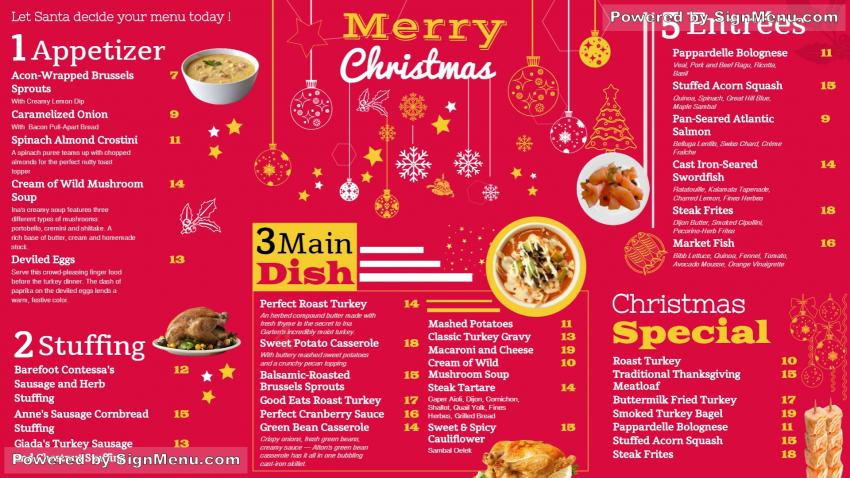 Merry Christmas menu design
