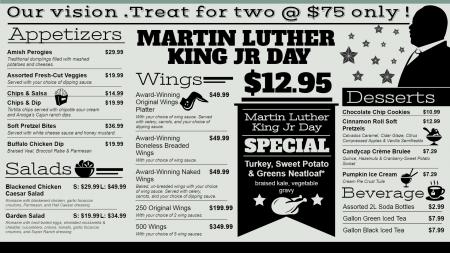 Martin Luther King Day Vintage Menu