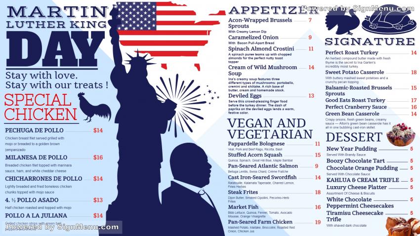 Clean Martin Luther King Day Menu