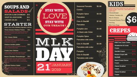 Vintage Martin Luther King Day Menu