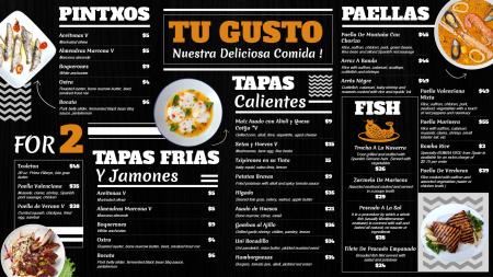 Black Spanish Signage Menu