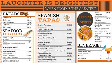 Spanish Tapas Menu