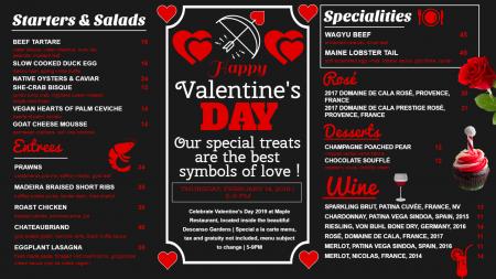 Valentines day signage menu