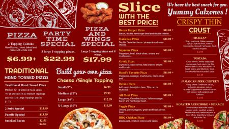 Pizza signage menu