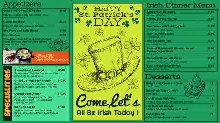 Green St. Patrick's Day Menu Design