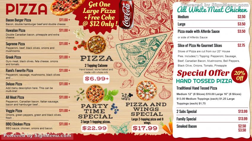 Offer Pizza Menu