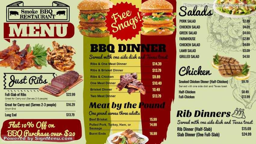 BBQ Dinner Menu